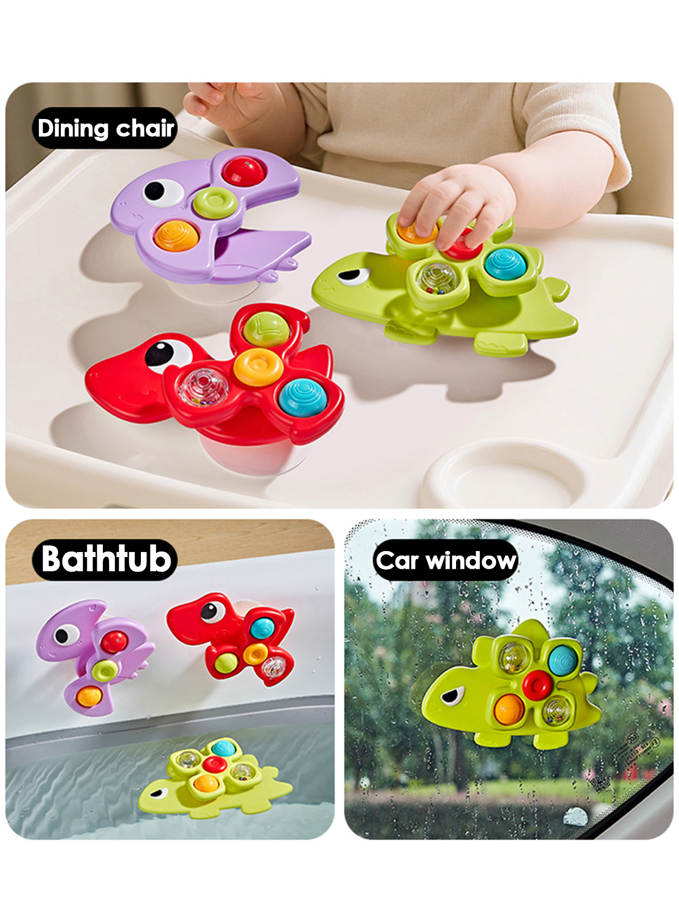 Dinosaur Suction Cups Spinning - مراجعة Musical Instrument Rattle وسعره