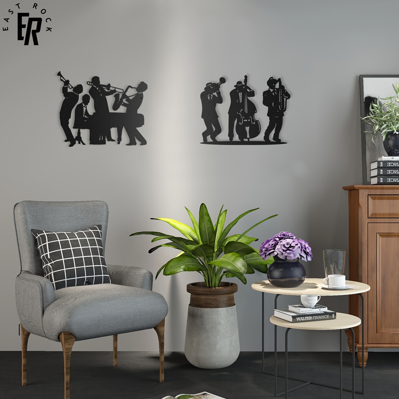 Metal Musician Silhouette Wall - مراجعة Musical Instrument Logo وسعره