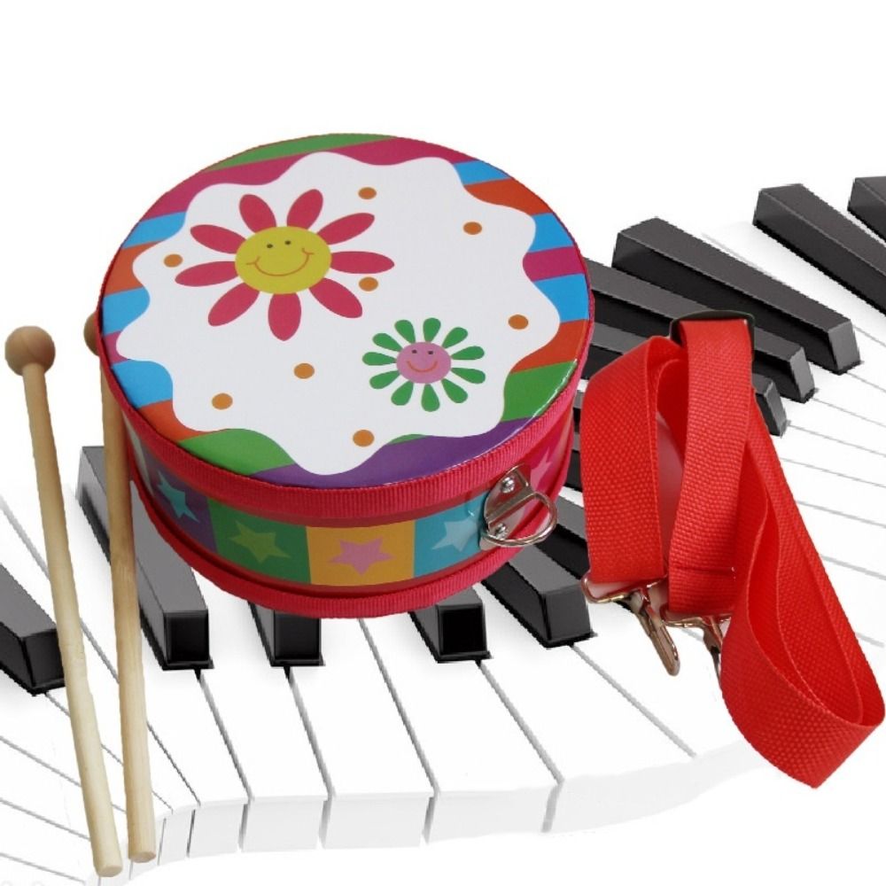 Wooden Children's Drum Double  - مراجعة Musical Instrument With Hand وسعره