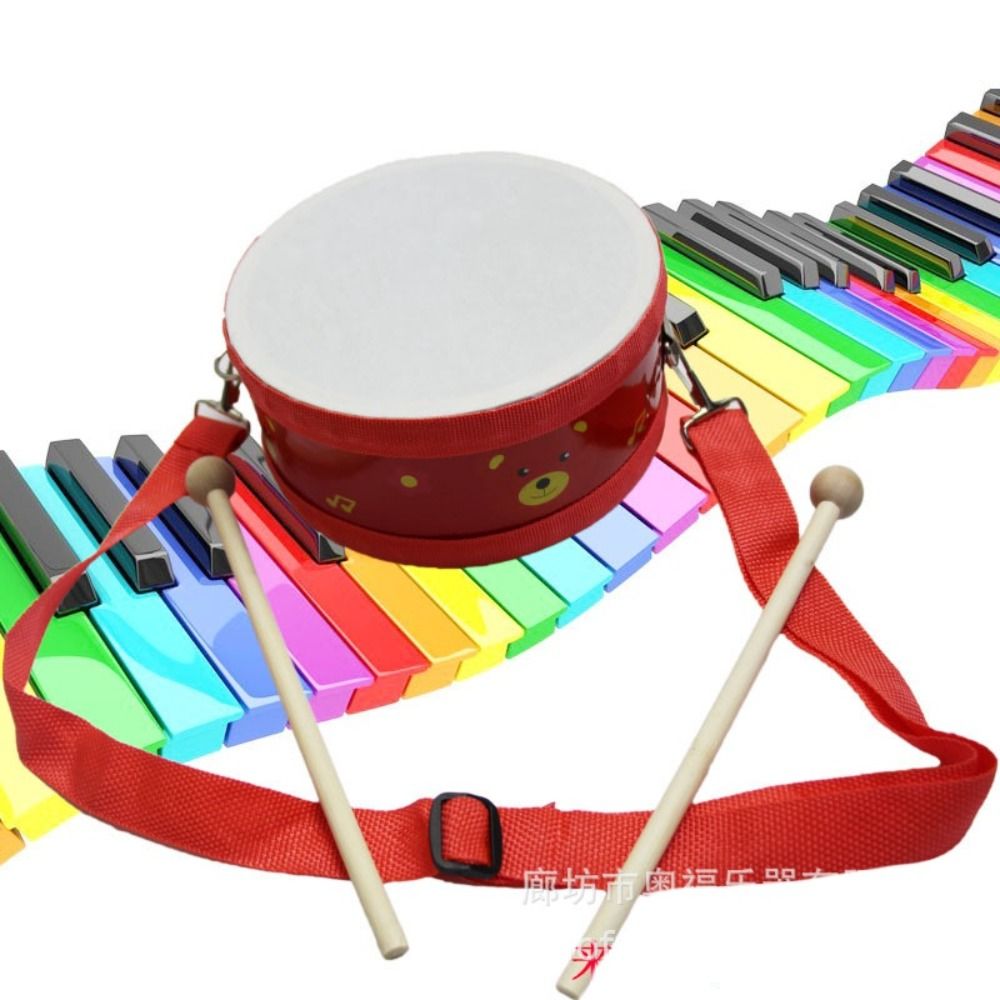Wooden Children's Drum Double  - مراجعة Musical Instrument With Hand وسعره
