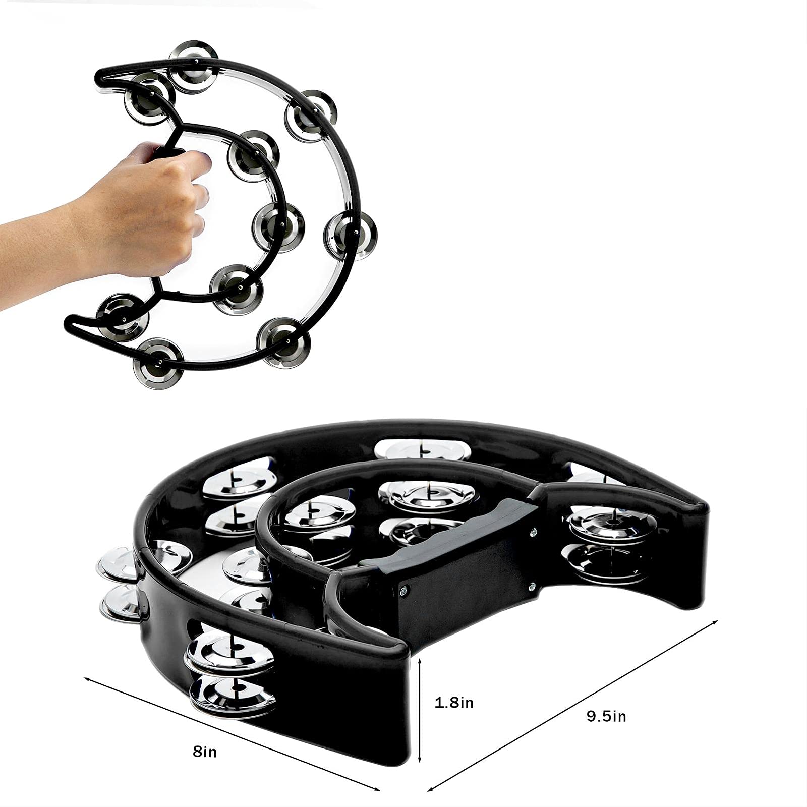 Tambourine Double Row Metal Ji - مراجعة Musical Instrument With Hand وسعره