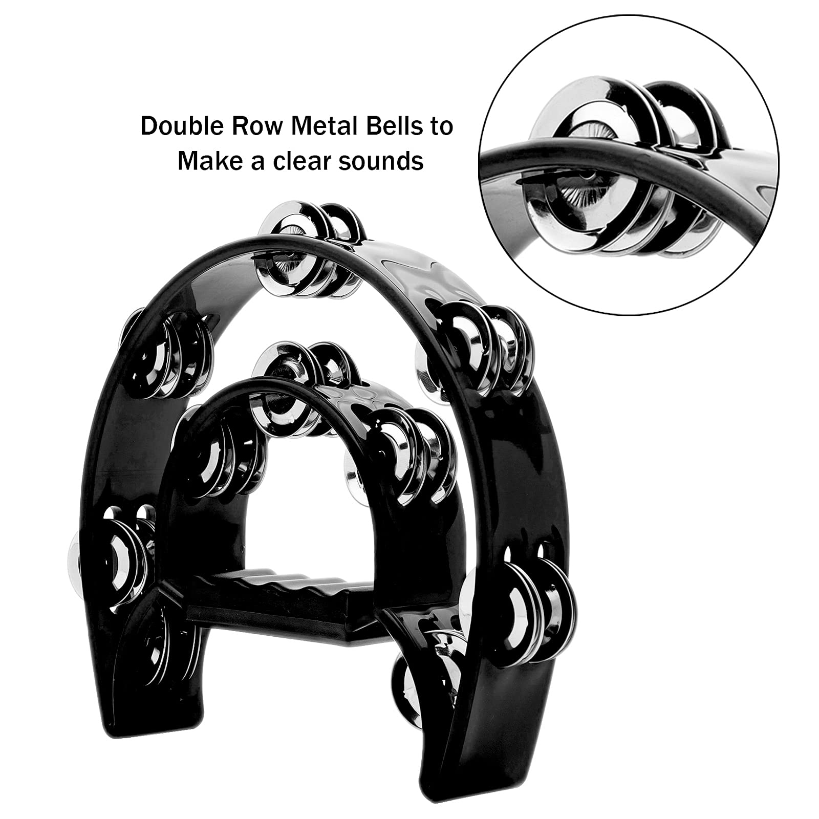 Tambourine Double Row Metal Ji - مراجعة Musical Instrument With Hand وسعره