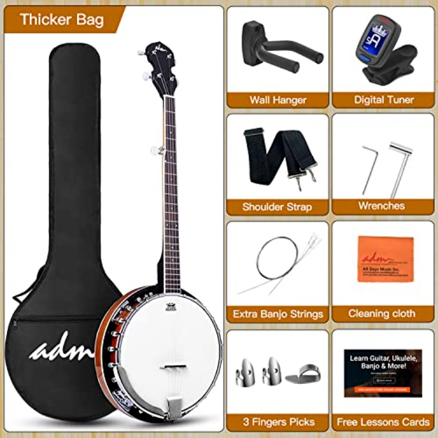 Beginner banjo kit for adults  - مراجعة Banjo 5 String Open وسعره