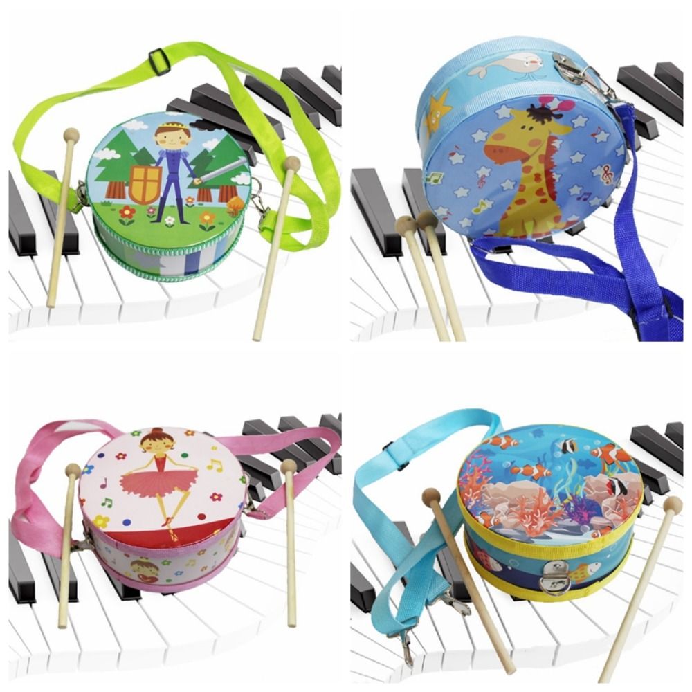 Wooden Children's Drum Double  - مراجعة Musical Instrument With Hand وسعره